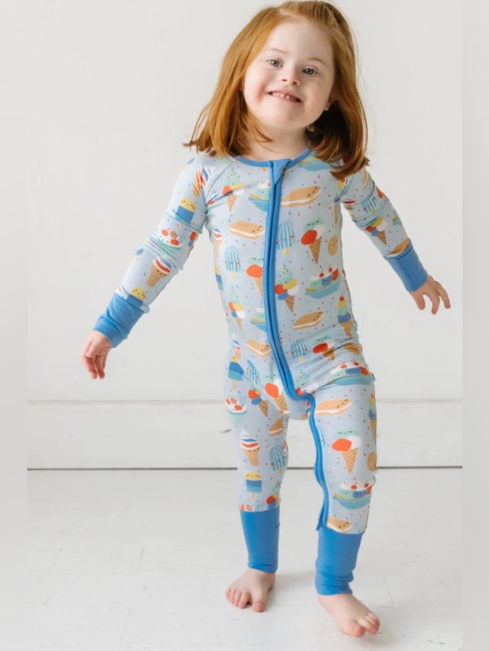 Little Sleepies Ice cream Social Blue Bamboo Zippy Pajamas 6-12 months